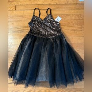 Black Sequin Tulle Dress, Zunie size 10, NWT